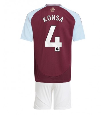 Aston Villa Ezri Konsa #4 Hemmakläder Barn 2024-25 Kortärmad (+ Korta byxor)
